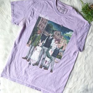 Beastars Anime Unisex Group Tee Light Lavender Purple Graphic T-Shirt - Size: M
